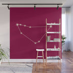 Capricorn Zodiac Star Constellation Line Art Magenta Pink Wall Mural Gallery Image 1