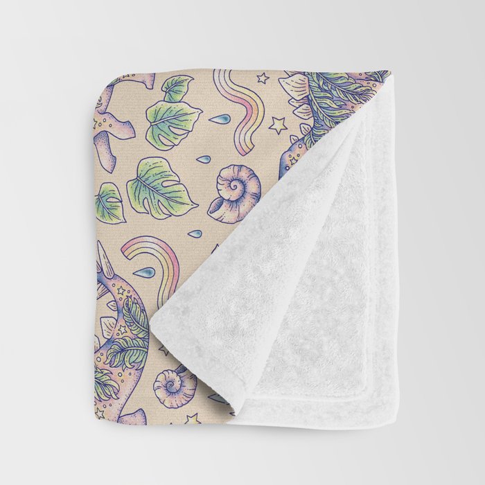  Jurassic Days, Jurassic Nights: Stegosaurus | Dinosaur Tropical Art Throw Blanket Gallery Image 3