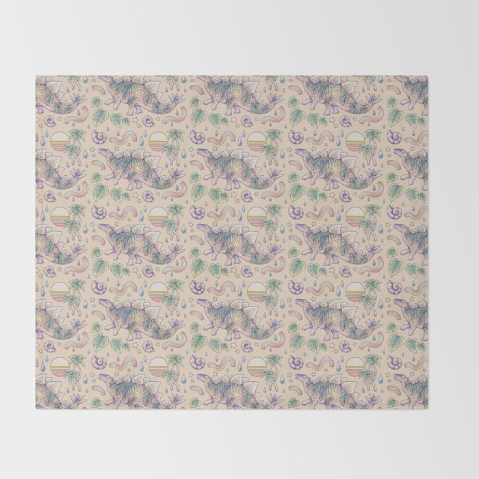 Jurassic Days, Jurassic Nights: Stegosaurus | Dinosaur Tropical Art Throw Blanket Gallery Image 2