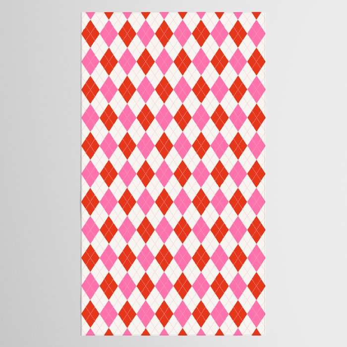 Pink and Red Argyle Tablecloth Gallery Image 2