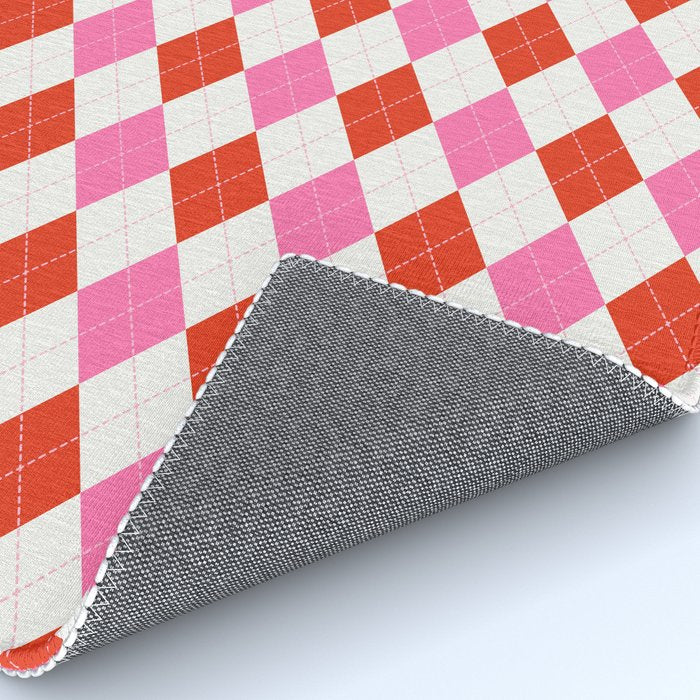 Pink and Red Argyle Rug Gallery Image 4