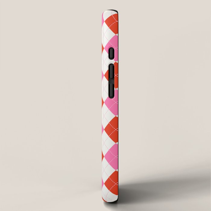 Pink and Red Argyle iPhone Case Gallery Image 2
