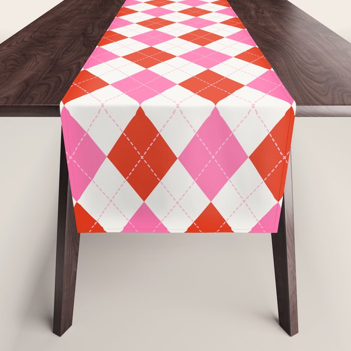 Pink and Red Argyle Table Runner Gallery Image 1