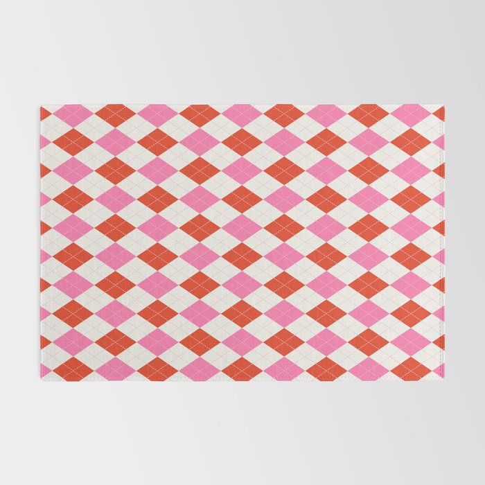 Pink and Red Argyle Rug Gallery Image 2