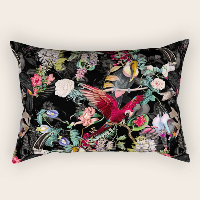 Floral and Birds IX Rectangular Pillow Gallery Image 1