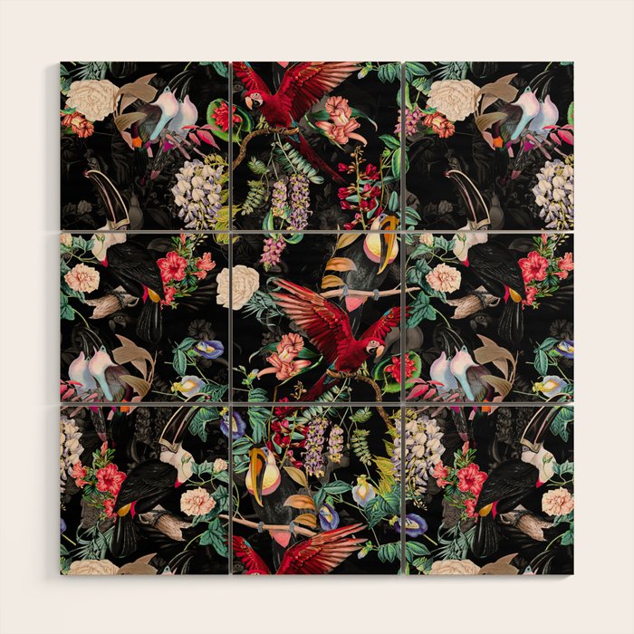 Floral and Birds IX Wood Wall Art Gallery Image 1
