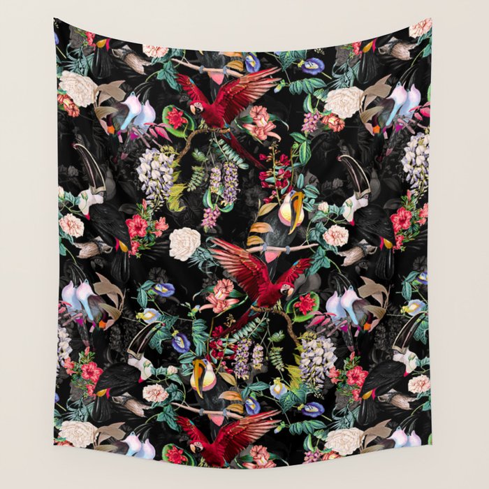 Floral and Birds IX Wall Tapestry Gallery Image 1