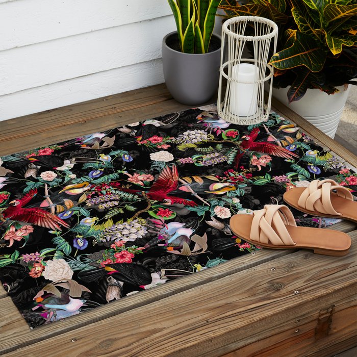 Floral and Birds IX Outdoor Rug Gallery Image 2