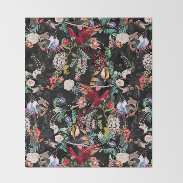 Floral and Birds IX Throw Blanket Gallery Image 2