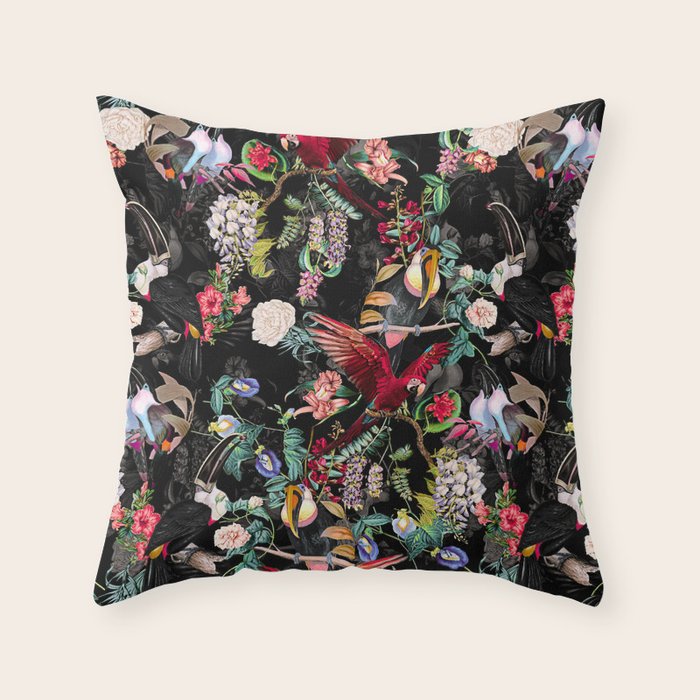 Floral and Birds IX Throw Pillow Gallery Image 1