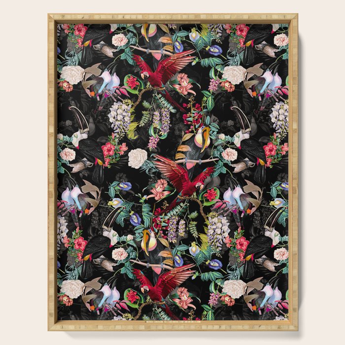 Floral and Birds IX Serving Tray Gallery Image 1
