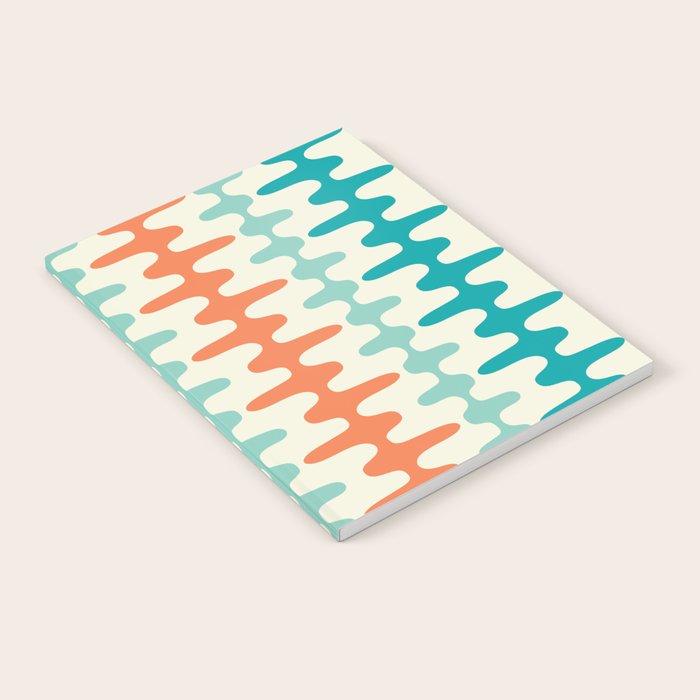 Retro Mid Century Modern Trellis Print Orange and Teal Notebook Gallery Image 2