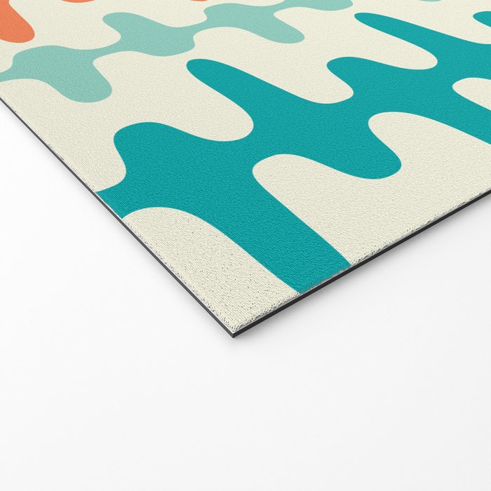 Retro Mid Century Modern Trellis Print Orange and Teal Welcome Mat Gallery Image 2