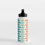 Retro Mid Century Modern Trellis Print Orange and Teal Water Bottle Gallery Image 3