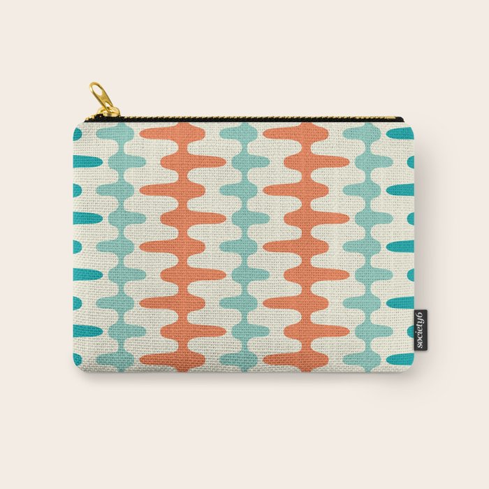 Retro Mid Century Modern Trellis Print Orange and Teal Carry All Pouch Gallery Image 1
