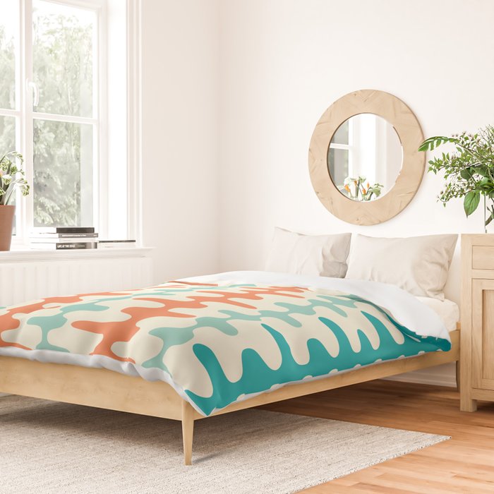 Retro Mid Century Modern Trellis Print Orange and Teal Duvet Cover Gallery Image 2