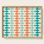 Retro Mid Century Modern Trellis Print Orange and Teal Serving Tray Gallery Image 1