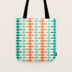 Retro Mid Century Modern Trellis Print Orange and Teal Tote Bag Gallery Image 1