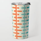 Retro Mid Century Modern Trellis Print Orange and Teal Travel Mug Gallery Image 2
