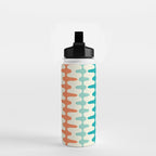 Retro Mid Century Modern Trellis Print Orange and Teal Water Bottle Gallery Image 2