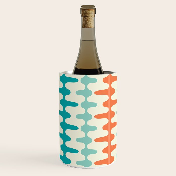 Retro Mid Century Modern Trellis Print Orange and Teal Wine Chiller Gallery Image 2