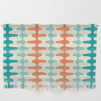 Retro Mid Century Modern Trellis Print Orange and Teal Wall Hanging Gallery Image 1