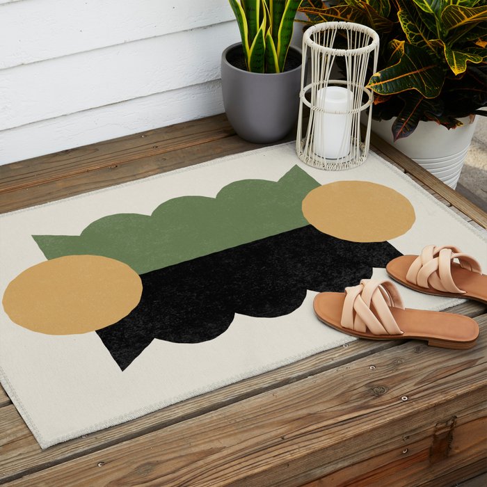 BalanceColorblock - Green Gold Outdoor Rug Gallery Image 2