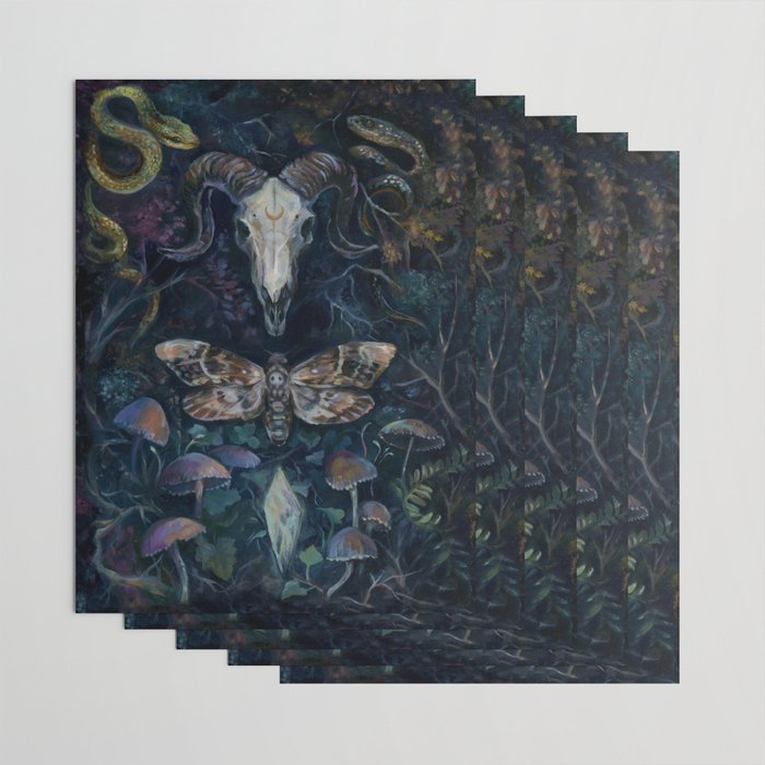 Death Moth Goat Skull Wrapping Paper Gallery Image 3