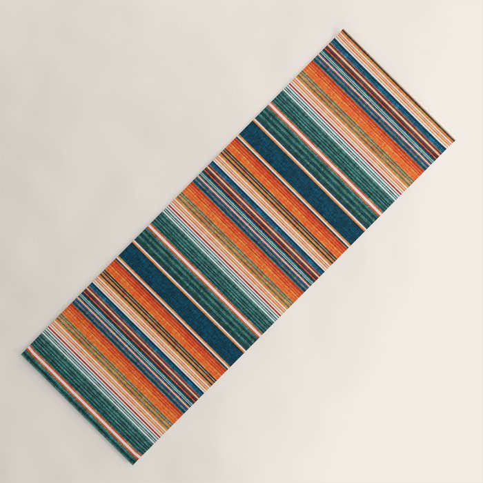 serape southwest stripe - orange & dark teal Yoga Mat Gallery Image 1
