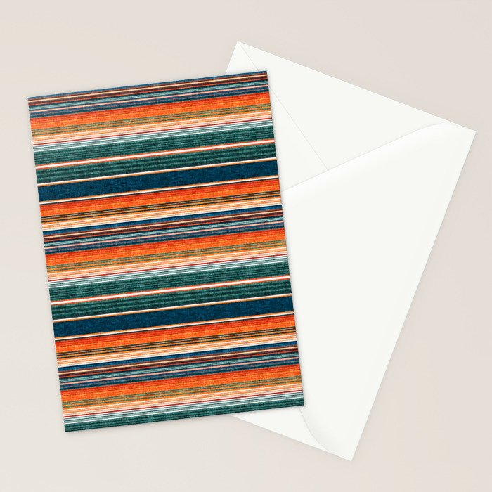 serape southwest stripe - orange & dark teal Stationery Card Gallery Image 2