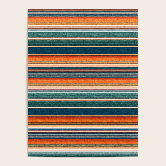 serape southwest stripe - orange & dark teal Poster Gallery Image 4