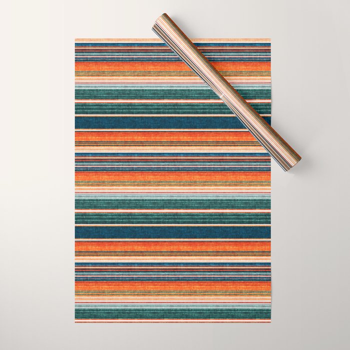 serape southwest stripe - orange & dark teal Wrapping Paper Gallery Image 1