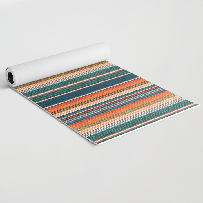 serape southwest stripe - orange & dark teal Yoga Mat Gallery Image 2
