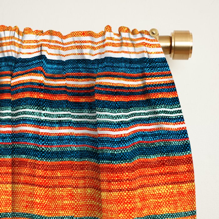 serape southwest stripe - orange & dark teal Window Curtain Gallery Image 2