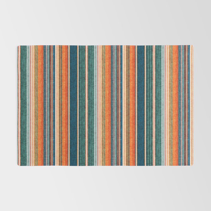 serape southwest stripe - orange & dark teal Rug Gallery Image 2