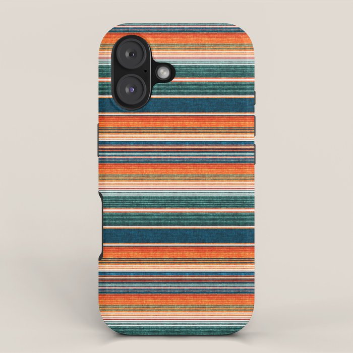 serape southwest stripe - orange & dark teal iPhone Case Gallery Image 1
