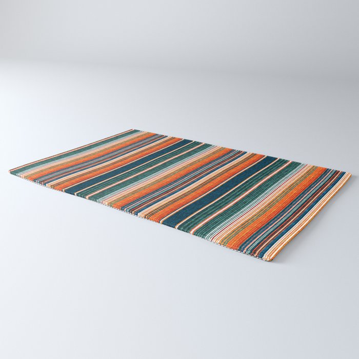 serape southwest stripe - orange & dark teal Rug Gallery Image 3