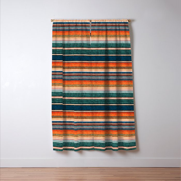 serape southwest stripe - orange & dark teal Window Curtain Gallery Image 3
