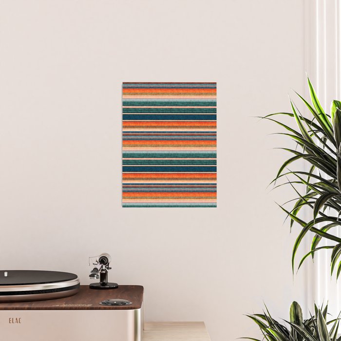 serape southwest stripe - orange & dark teal Poster Gallery Image 2