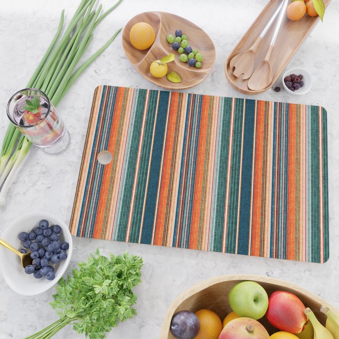 serape southwest stripe - orange & dark teal Cutting Board Gallery Image 2