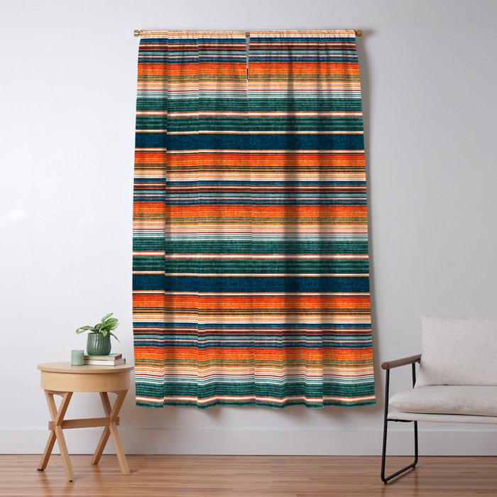 serape southwest stripe - orange & dark teal Window Curtain Gallery Image 5