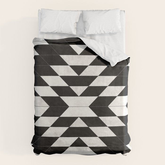 Urban Tribal Pattern No.14 - Aztec - Black Concrete Duvet Cover Gallery Image 6