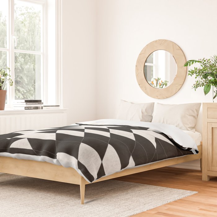 Urban Tribal Pattern No.14 - Aztec - Black Concrete Duvet Cover Gallery Image 2