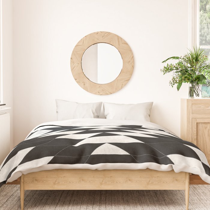 Urban Tribal Pattern No.14 - Aztec - Black Concrete Duvet Cover Gallery Image 3