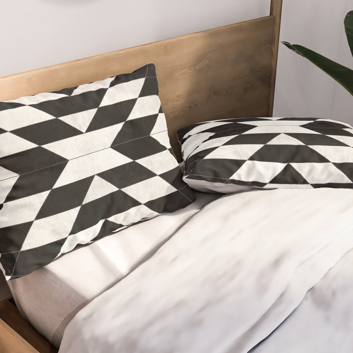 Urban Tribal Pattern No.14 - Aztec - Black Concrete Pillow Sham Gallery Image 2