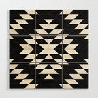 Urban Tribal Pattern No.14 - Aztec - Black Concrete Wood Wall Art Gallery Image 1