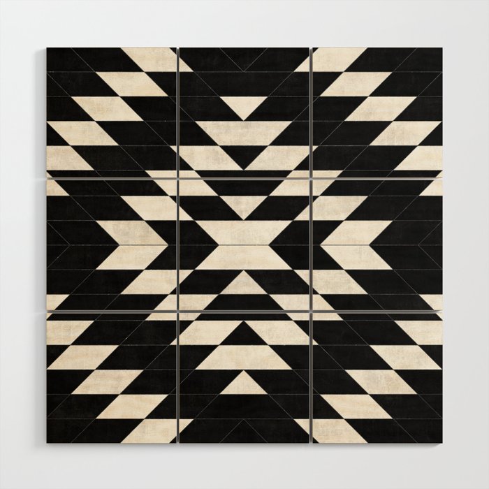 Urban Tribal Pattern No.14 - Aztec - Black Concrete Wood Wall Art Gallery Image 1