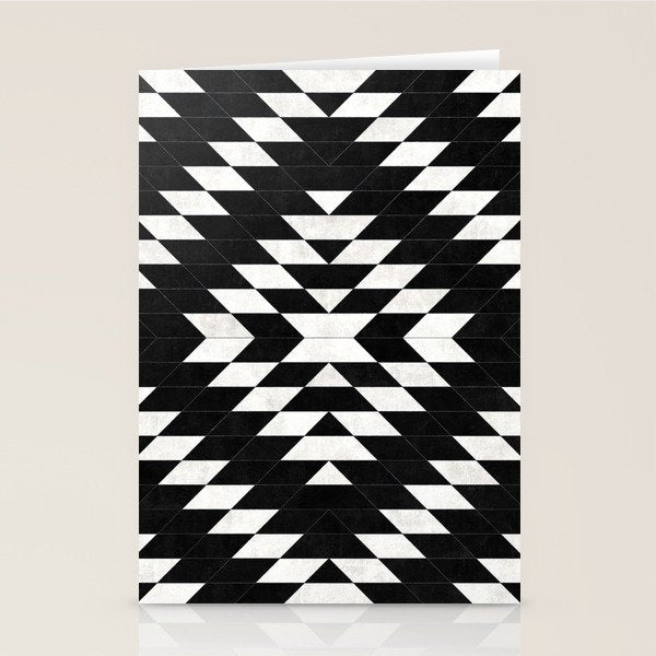Urban Tribal Pattern No.14 - Aztec - Black Concrete Stationery Card Gallery Image 1