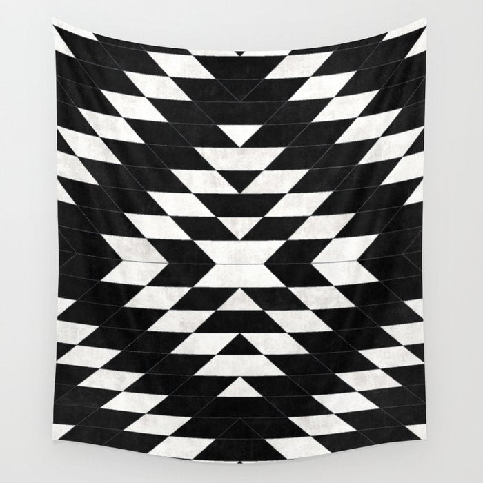 Urban Tribal Pattern No.14 - Aztec - Black Concrete Wall Tapestry Gallery Image 4