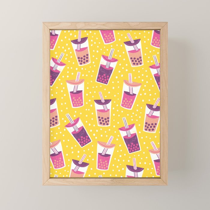 Bubble Tea Boba Pattern Mini Art Print Gallery Image 1